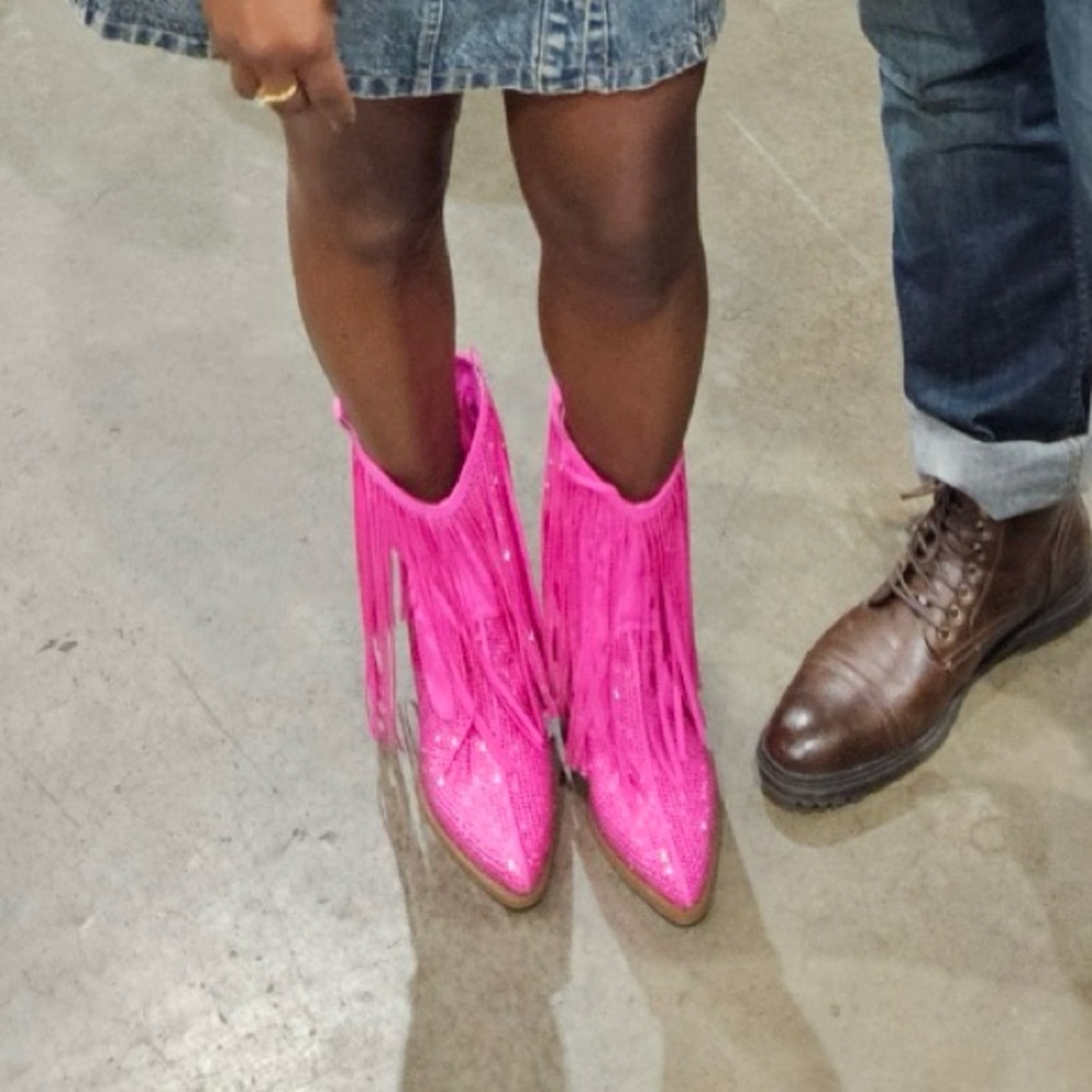 Rhinestone Cowboy Boots for Women – Sparkly Fringe Pointed Toe Cowgirl Boots